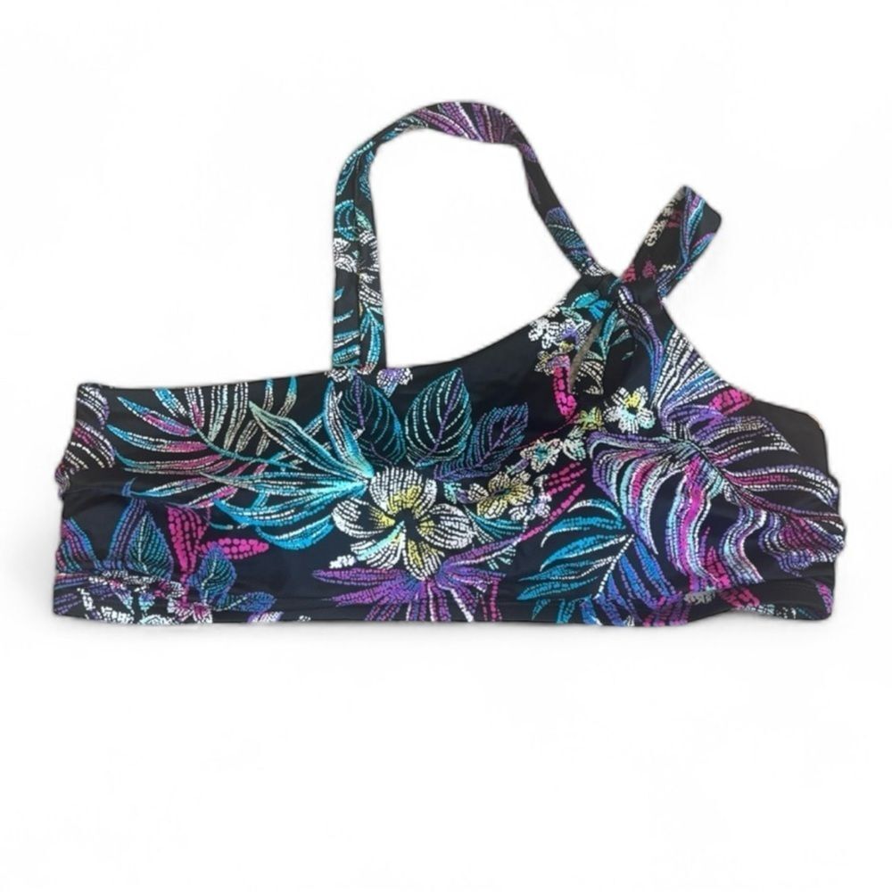Womens Indigo Sky Floral Tropical‎ Bikini Top – Size XL